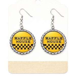 Waffle HOUSE earrings set pair Lite Weight Silver Color